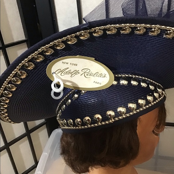 NWT VTG New York Adolfo Realites Absolutely Gourgous Vintage Blue Fascinator - Picture 4 of 7